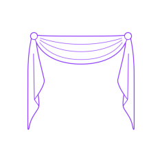 Buildings Window Curtains Swag Fishtail Line Art Illustration Svg, Free Vectors File